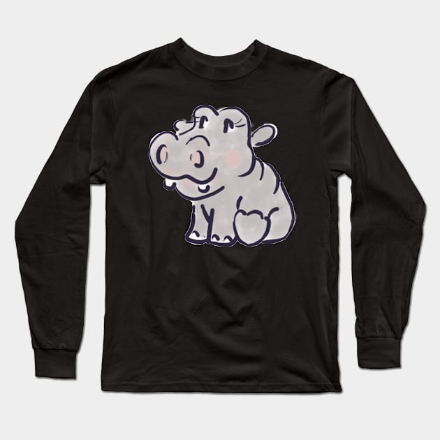 Little Hippo Long Sleeve T-Shirt by kktibbs